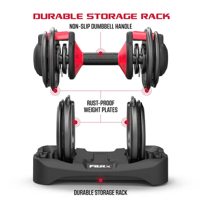 Smartbell, 25Lbs. Quick-Select 9 in 1 Adjustable Dumbbell for Home Gym, 5-25Lbs. Weight in 2.5Lbs Increments